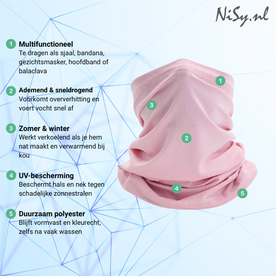 Multifunctionele Nekwarmer | Sjaal | Bandana | Sporten | Unisex | One Size | Roze - Afbeelding 2