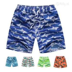 NiSy.nl Zwembroek Jongens | Zwemshort | Haaien Print | Sneldrogend | Maat 98/104 | Blauw