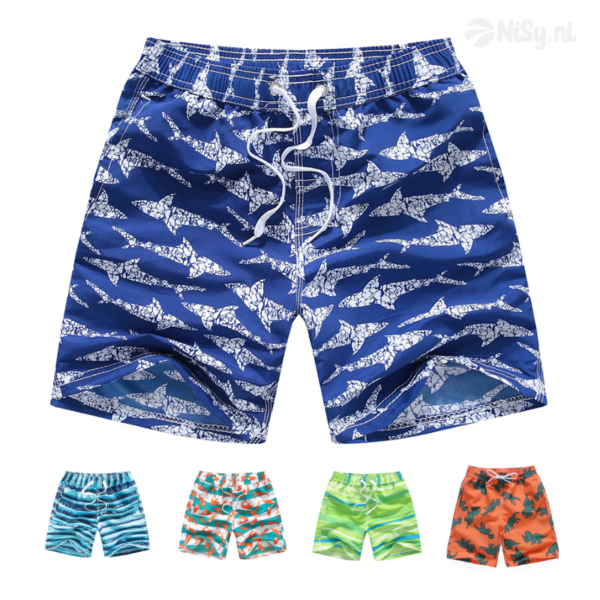 NiSy.nl Zwembroek Jongens | Zwemshort | Haaien Print | Sneldrogend | Maat 110/116 | Blauw