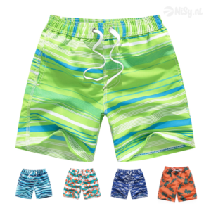 NiSy.nl Zwembroek Jongens | Zwemshort | Strepen Print | Sneldrogend | Maat 110/116 | Groen